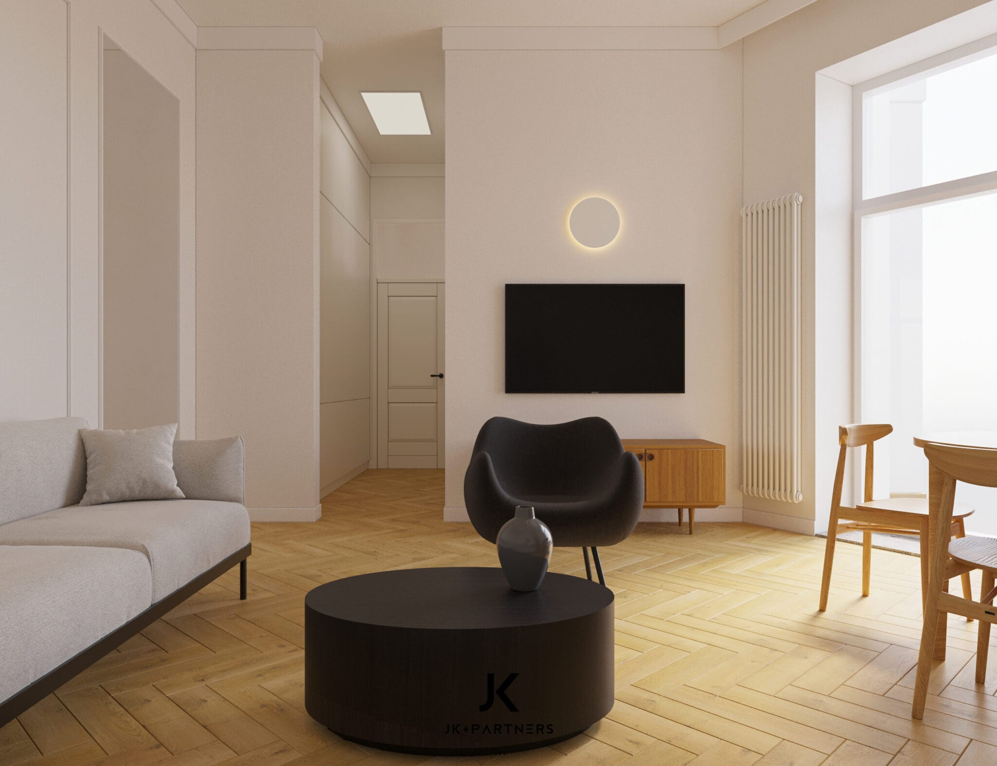 Wnętrze w stylu eklektycznym — mieszkanie 73 m² na osiedlu Arthouse w Szczecinie