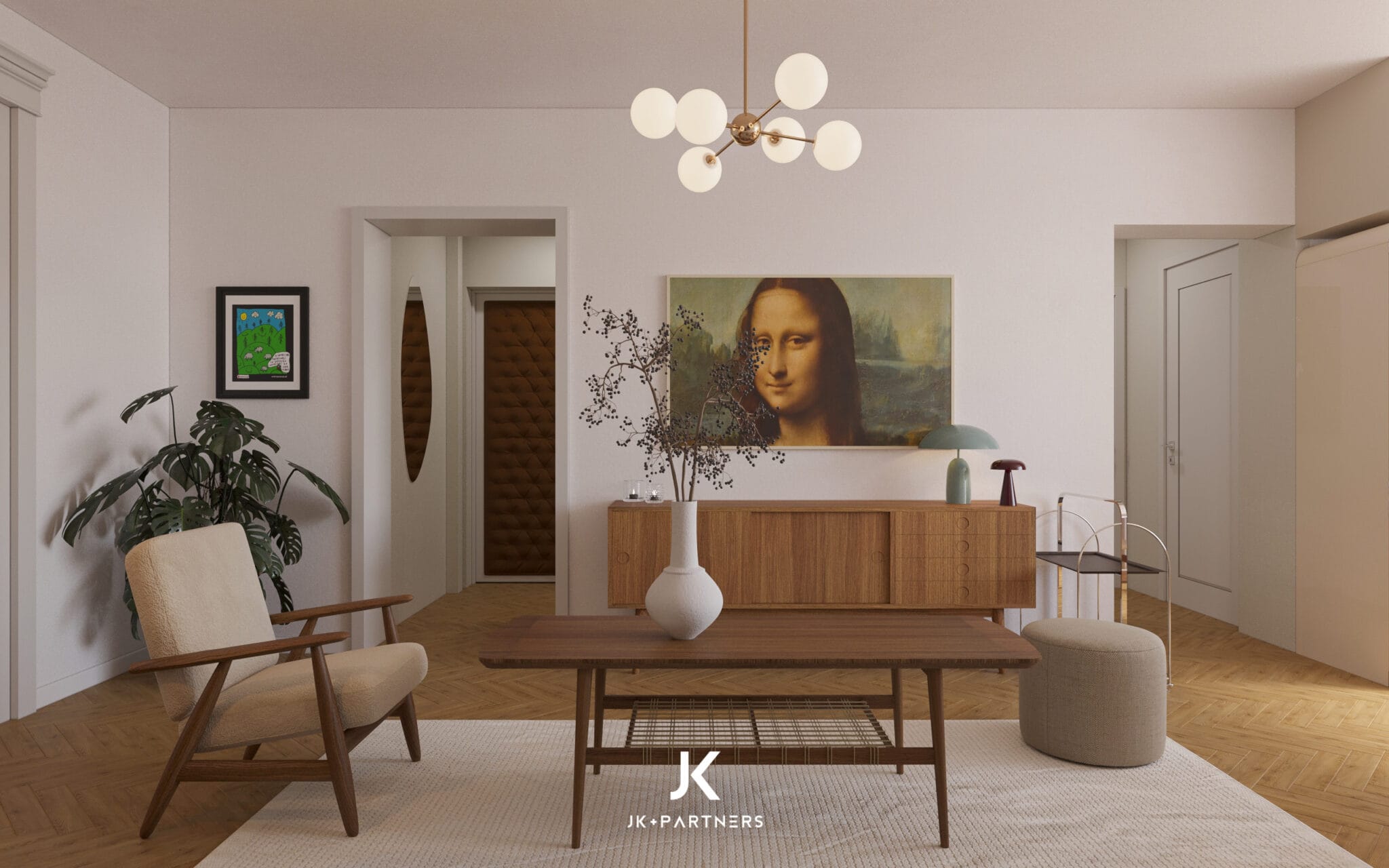 Mieszkanie 58 m² na warszawskim Żoliborzu — wnętrze w stylu modern vintage